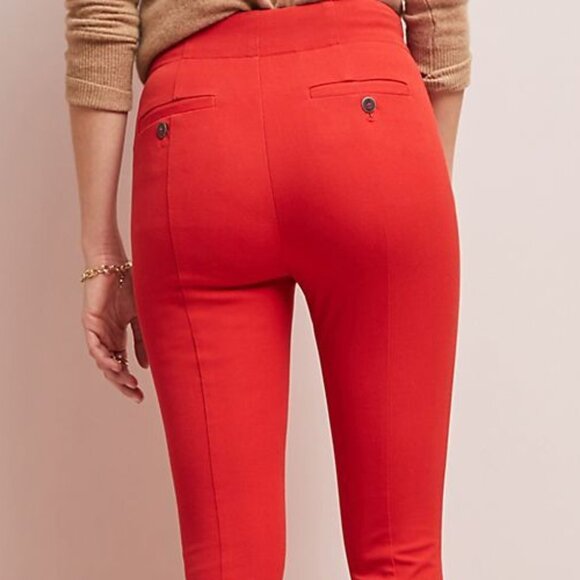 ANTHROPOLOGIE The Essential Slim Trousers Red Ankle Sailor Pants - Picture 3 of 12